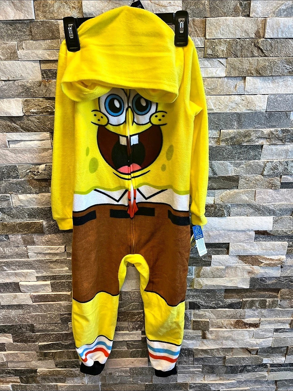 Nickelodeon SpongeBob SquarePants Hooded Union Suit Pajama Girls XS (4/5) Yellow